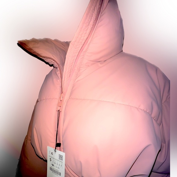 NWT🏷️ Zara Blush Crop Puffer Bomber Jacket sz XS - Picture 3 of 3